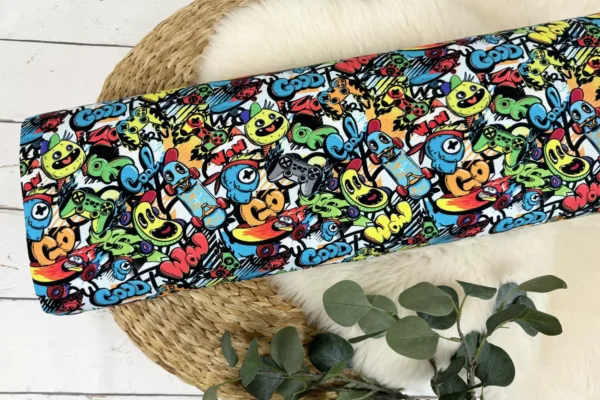 Baumwolljersey Stoff - bunte Monster, Graffiti - Öko-Tex-100 – Bild 2