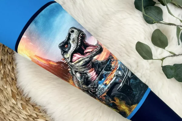 Schultüte Dinosaurier T-Rex mit Namen in jeansblau 70cm, 85cm - optional mit Kissen – Bild 3
