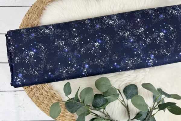 Baumwollstoff Popeline – SPACE Weltall Sternenhimmel, Galaxy dunkelblau - Öko-Tex 100 – Bild 2