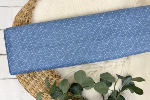 Baumwollstoff Popeline – geometrisches Muster in hell jeansblau und violett - Öko-Tex 100 – Bild 3
