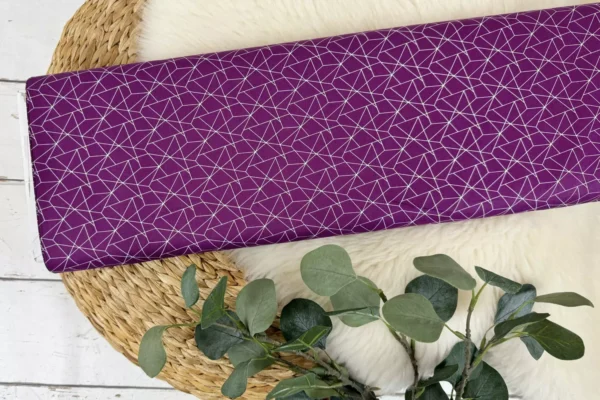 Baumwollstoff Popeline – geometrisches Muster in hell jeansblau und violett - Öko-Tex 100 – Bild 5