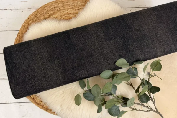 elastischer French Terry Stoff mit Jeansoptik in braun meliert