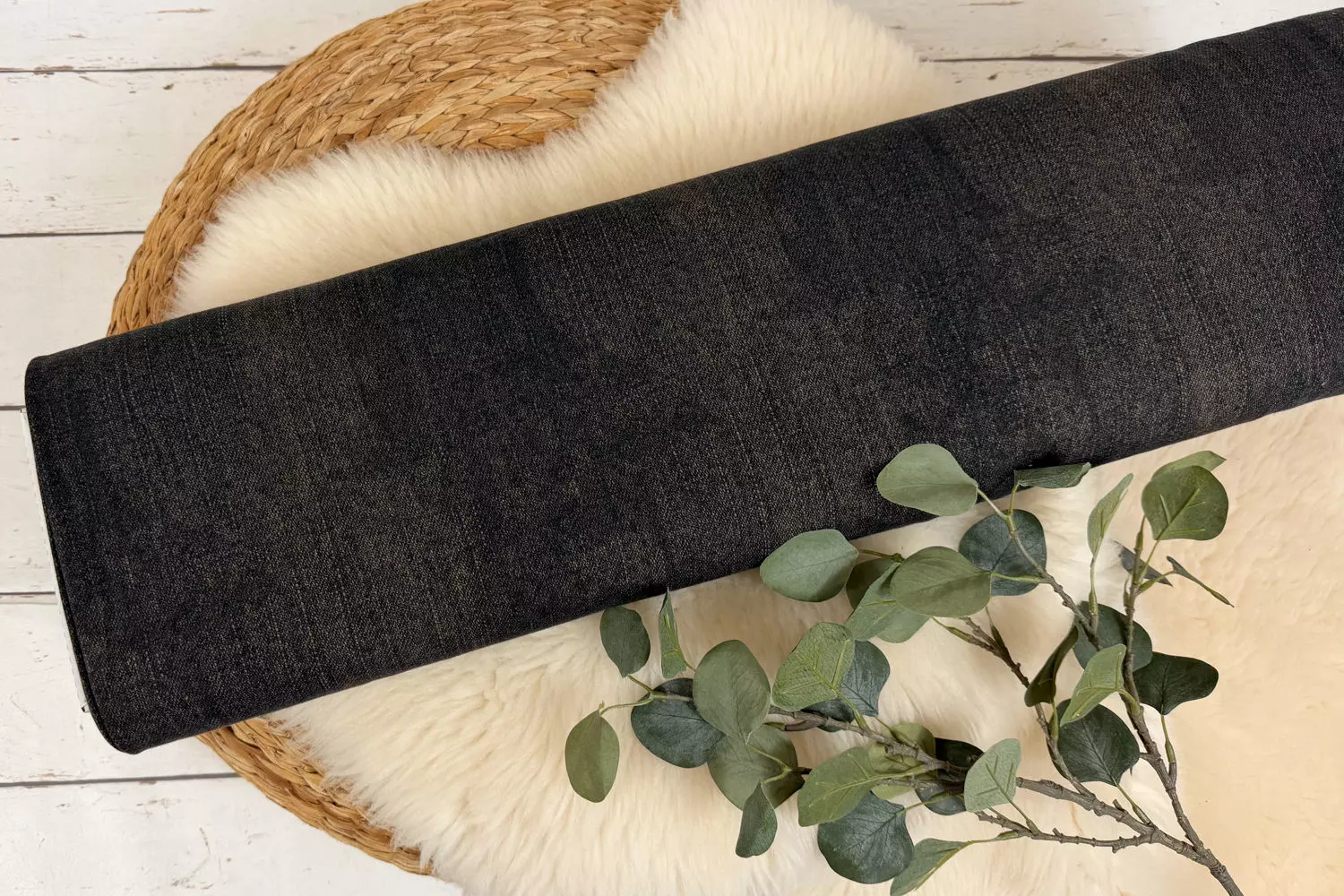 elastischer French Terry Stoff mit Jeansoptik in braun meliert