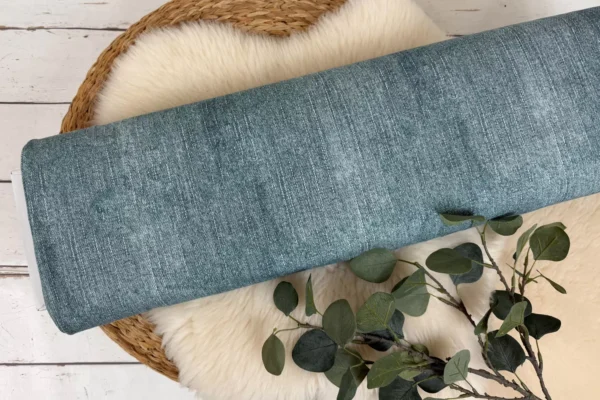 elastischer French Terry Stoff mit Jeansoptik in teal meliert