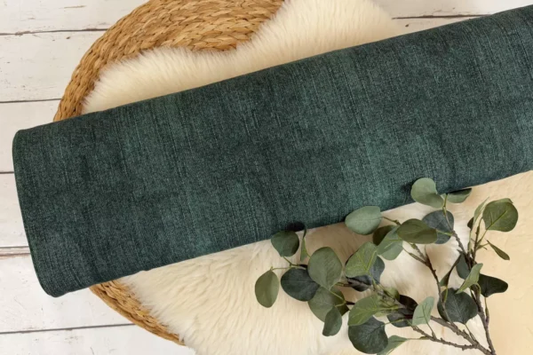 elastischer French Terry Stoff mit Jeansoptik in dunkelmint meliert