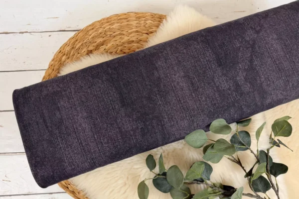 elastischer French Terry Stoff mit Jeansoptik in aubergine meliert