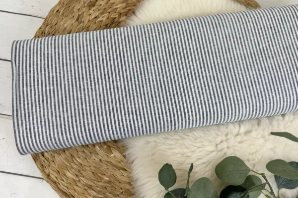 Leinen Baumwoll Stoff - Streifen Muster in anthrazit, beige, kiwi, mint, flieder, jeansblau - Öko-Tex-100 – Bild 2