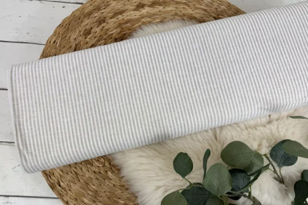 Leinen Baumwoll Stoff - Streifen Muster in anthrazit, beige, kiwi, mint, flieder, jeansblau - Öko-Tex-100 – Bild 6