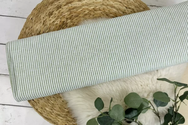 Leinen Baumwoll Stoff - Streifen Muster in anthrazit, beige, kiwi, mint, flieder, jeansblau - Öko-Tex-100 – Bild 10