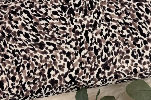 Leinen Jersey Stoff elastisch - Animalprint Leopardenmuster taupe und rost – Bild 6
