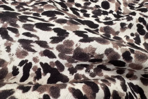 Leinen Jersey Stoff elastisch - Animalprint Leopardenmuster taupe und rost – Bild 5