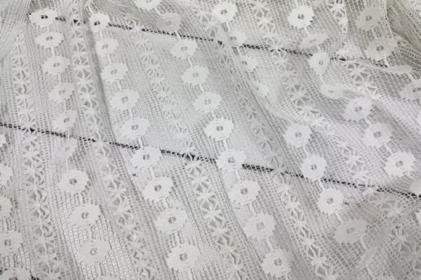 Baumwollstoff mit Blüten Spitze in schwarz und weiß - Öko Tex 100 – Bild 2