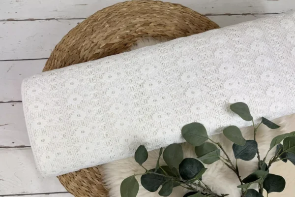 Baumwollstoff mit Blüten Spitze in schwarz und weiß - Öko Tex 100 – Bild 3