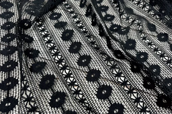 Baumwollstoff mit Blüten Spitze in schwarz und weiß - Öko Tex 100 – Bild 5