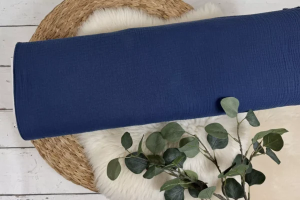 Musselin Stoff in uni Farbe admiralblau