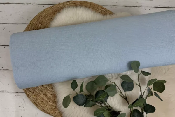 Musselin Stoff in uni Farbe babyblau