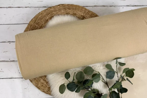 Musselin Stoff in uni Farbe beige