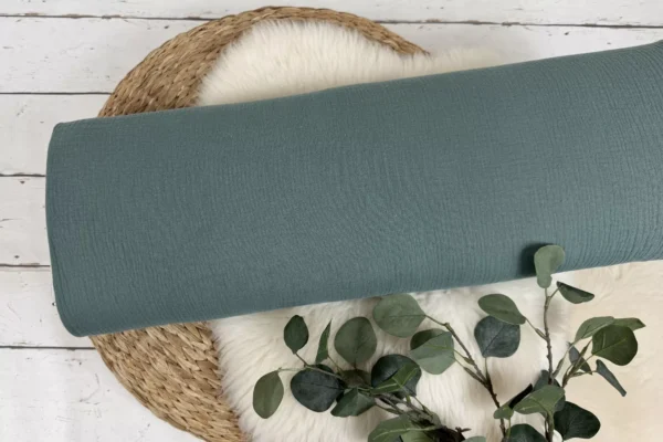 Musselin Stoff in uni Farbe dunkelmint