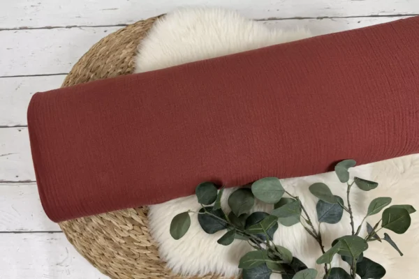 Musselin Stoff in uni Farbe dunkelrost