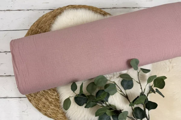 Musselin Stoff in uni Farbe dustyrose