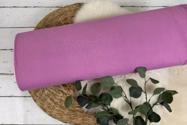 Musselin Stoff in uni Farbe hellpink