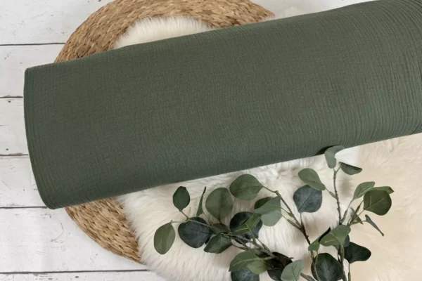 Musselin Stoff in uni Farbe pistazie