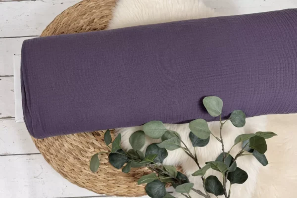Musselin Stoff in uni Farbe aubergine