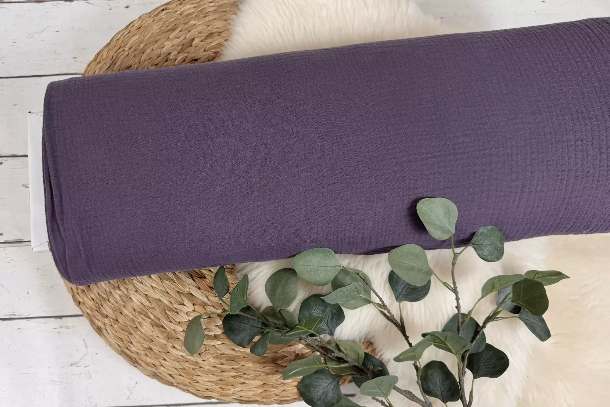 Musselin Stoff in uni Farbe aubergine