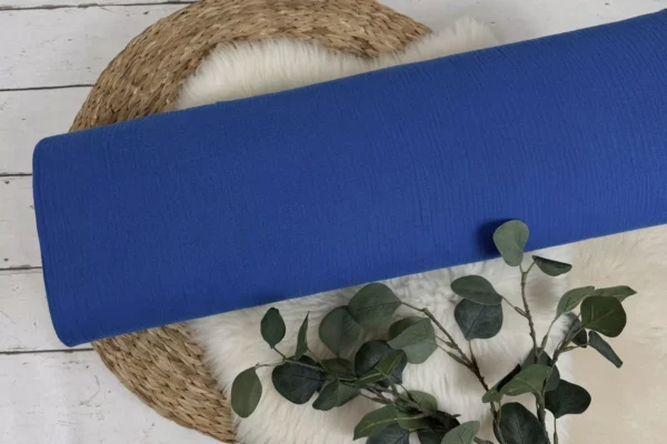 Musselin Stoff in uni Farbe royalblau