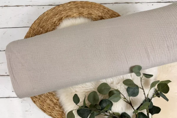 Musselin Stoff in uni Farbe sand