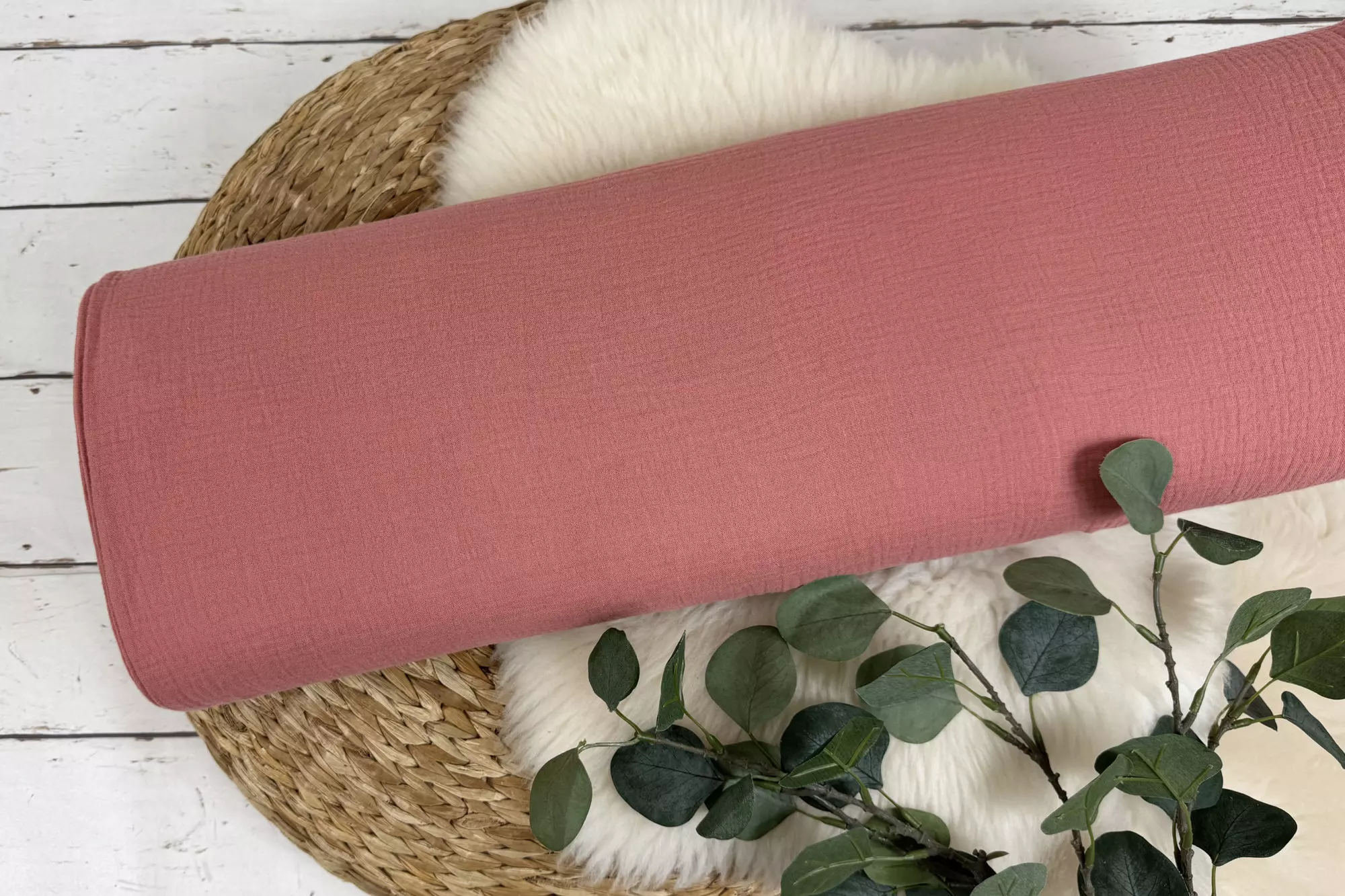 Musselin Stoff in uni Farbe sandsteinrot