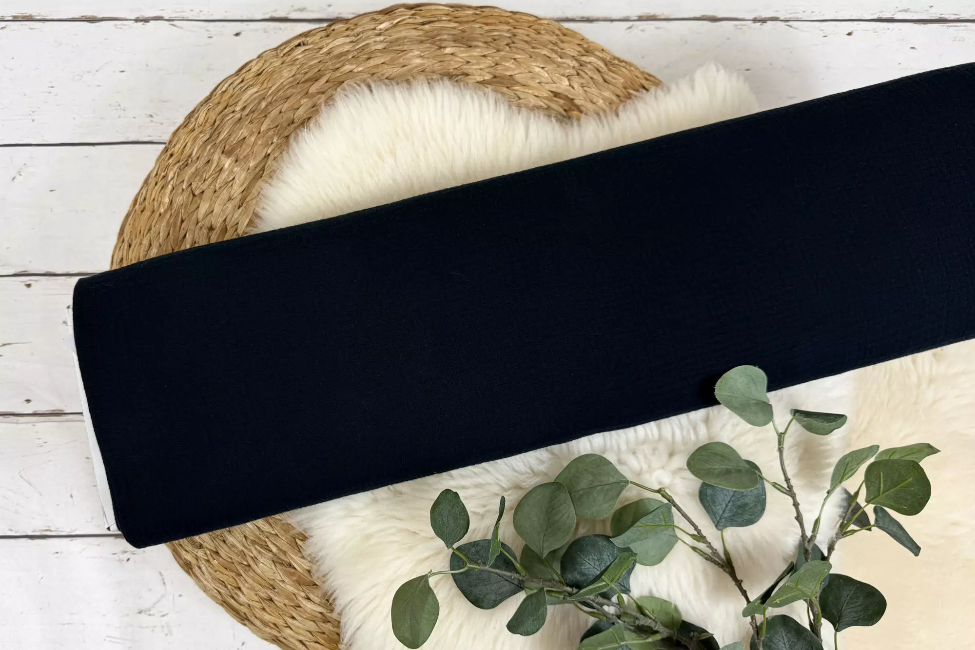 Musselin Stoff in uni Farbe schwarz