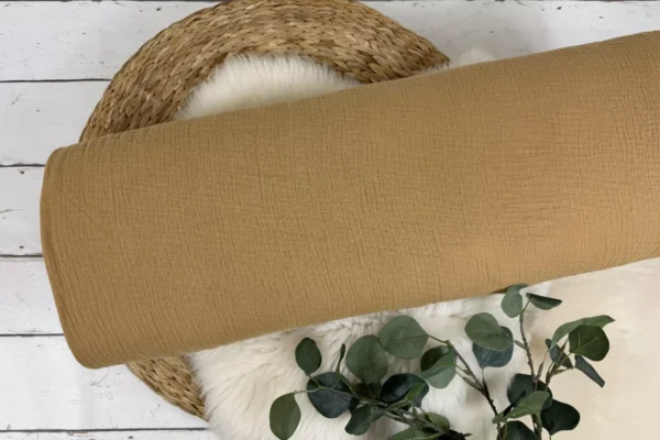 Musselin Stoff / Double Gauze - Uni gelb, rost, taupe, sand und beige - Öko-Tex-100 – Bild 5