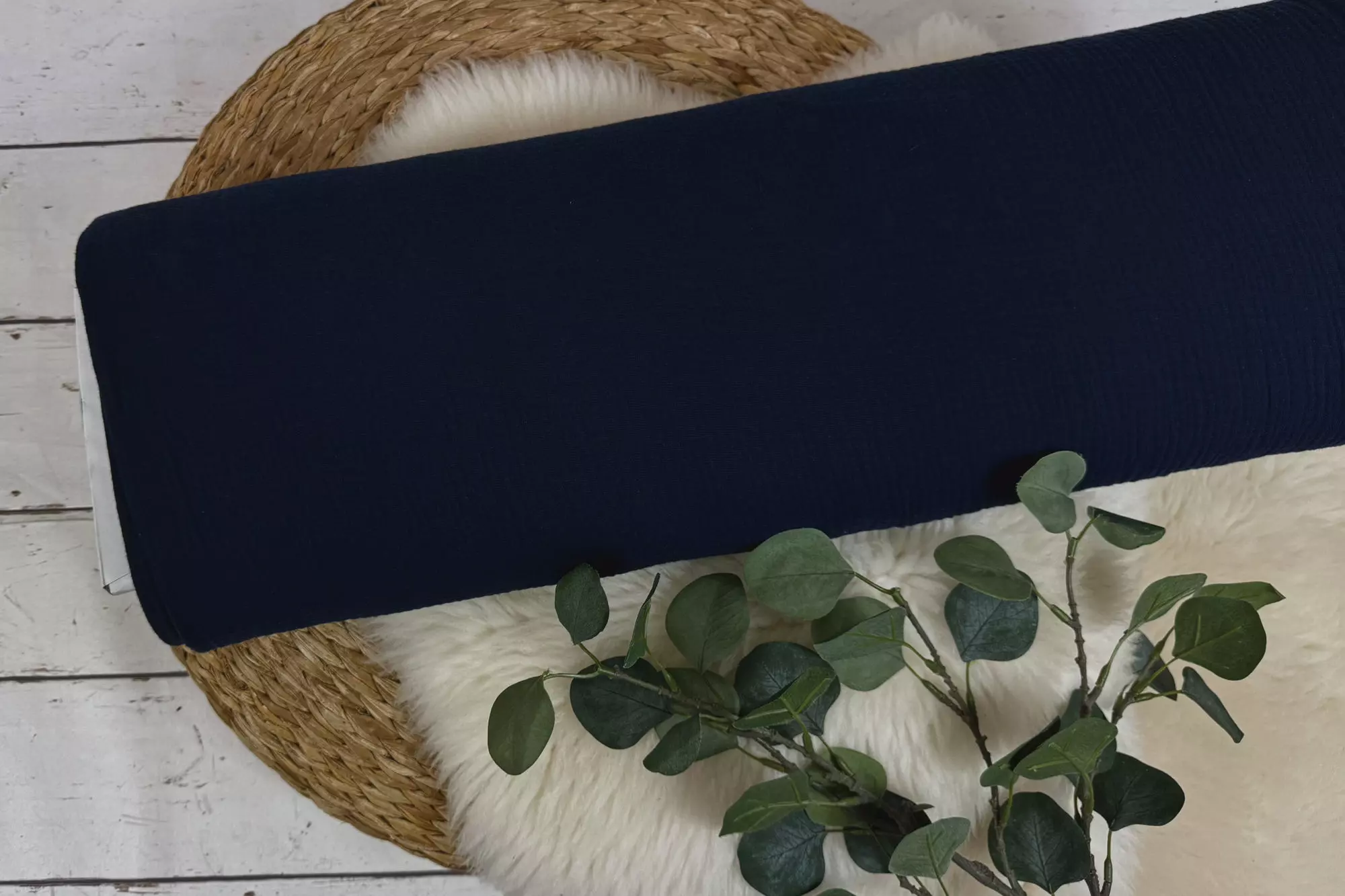 Musselin Stoff in uni Farbe dunkelblau