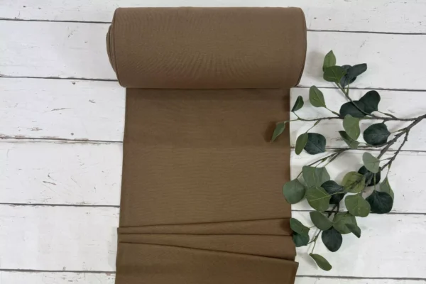 feingerippter Bündchen Stoff als Schlauchware in Uni Farbe braun