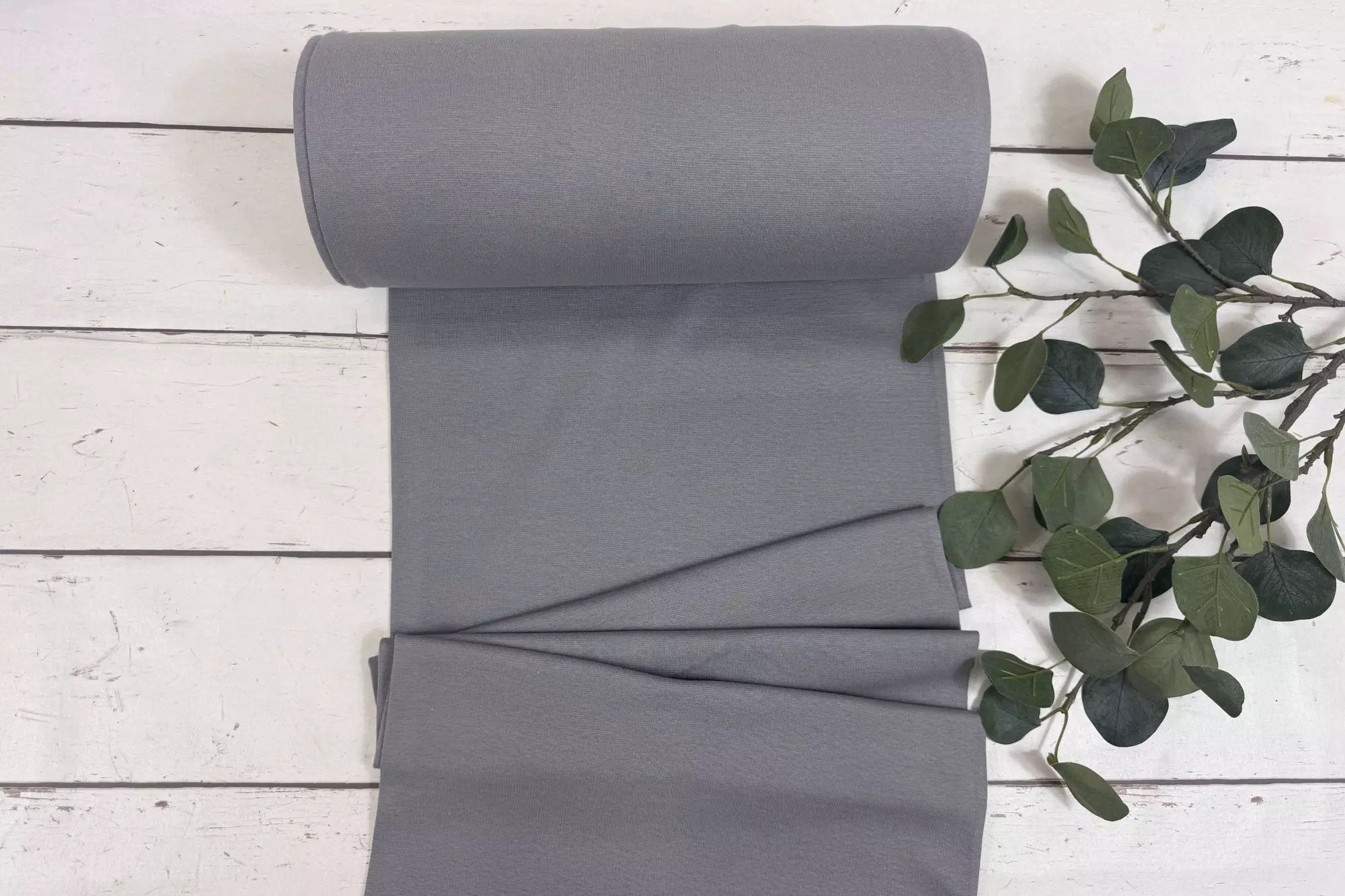 Bündchen Stoff - Uni steingrau - 35cm Schlauchware Öko-Tex-100