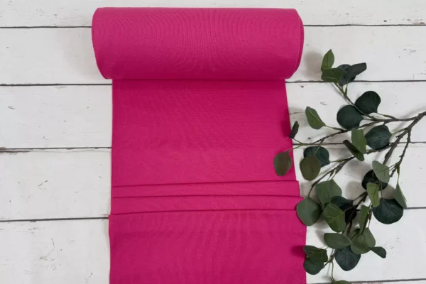 feingerippter Bündchen Stoff als Schlauchware in Uni Farbe pink