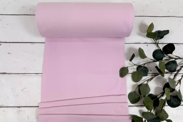 feingerippter Bündchen Stoff als Schlauchware in Uni Farbe rosa