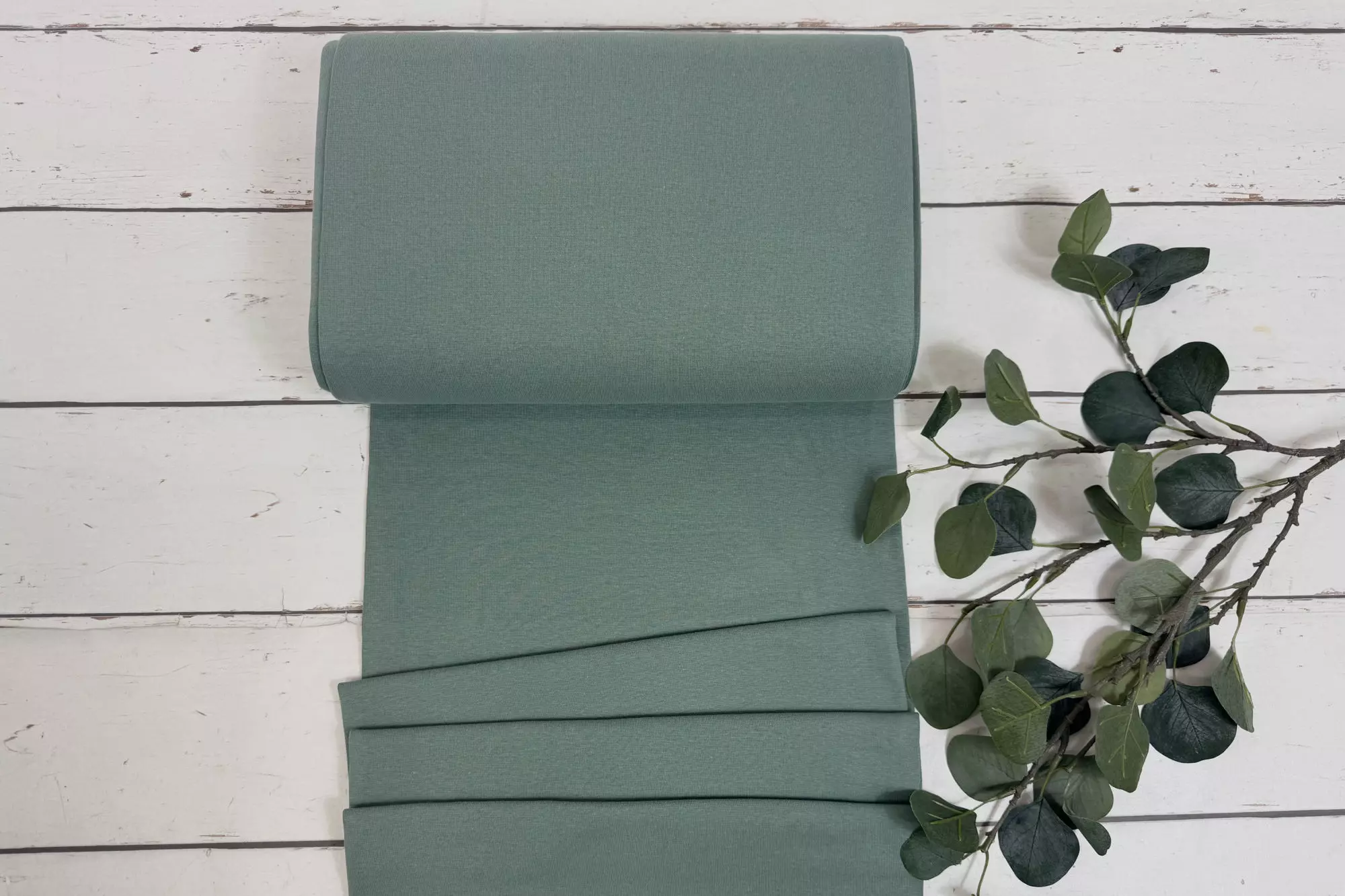 Bündchen Stoff - Uni rauchiges mint - 35cm Schlauchware Öko-Tex-100