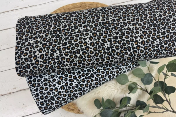 Musselin Stoff - Leoprint Muster, Animalprint sand - Öko-tex-100, Double Gauze – Bild 3