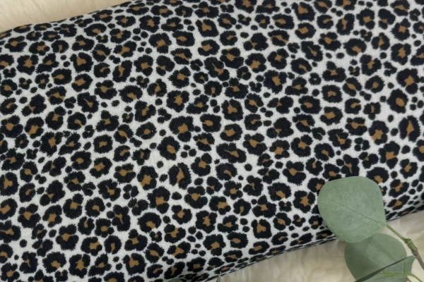 Musselin Stoff - Leoprint Muster, Animalprint sand - Öko-tex-100, Double Gauze