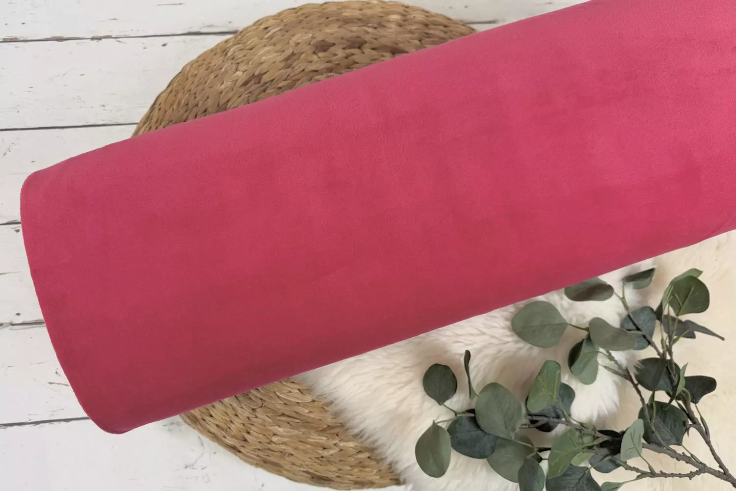 Nicki Velours Stoff in Uni Farbe rot