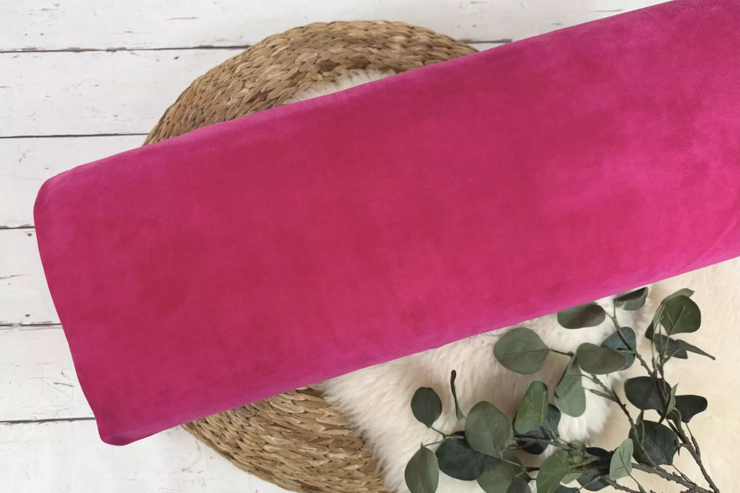 Nicki Velours Stoff in Uni Farbe pink