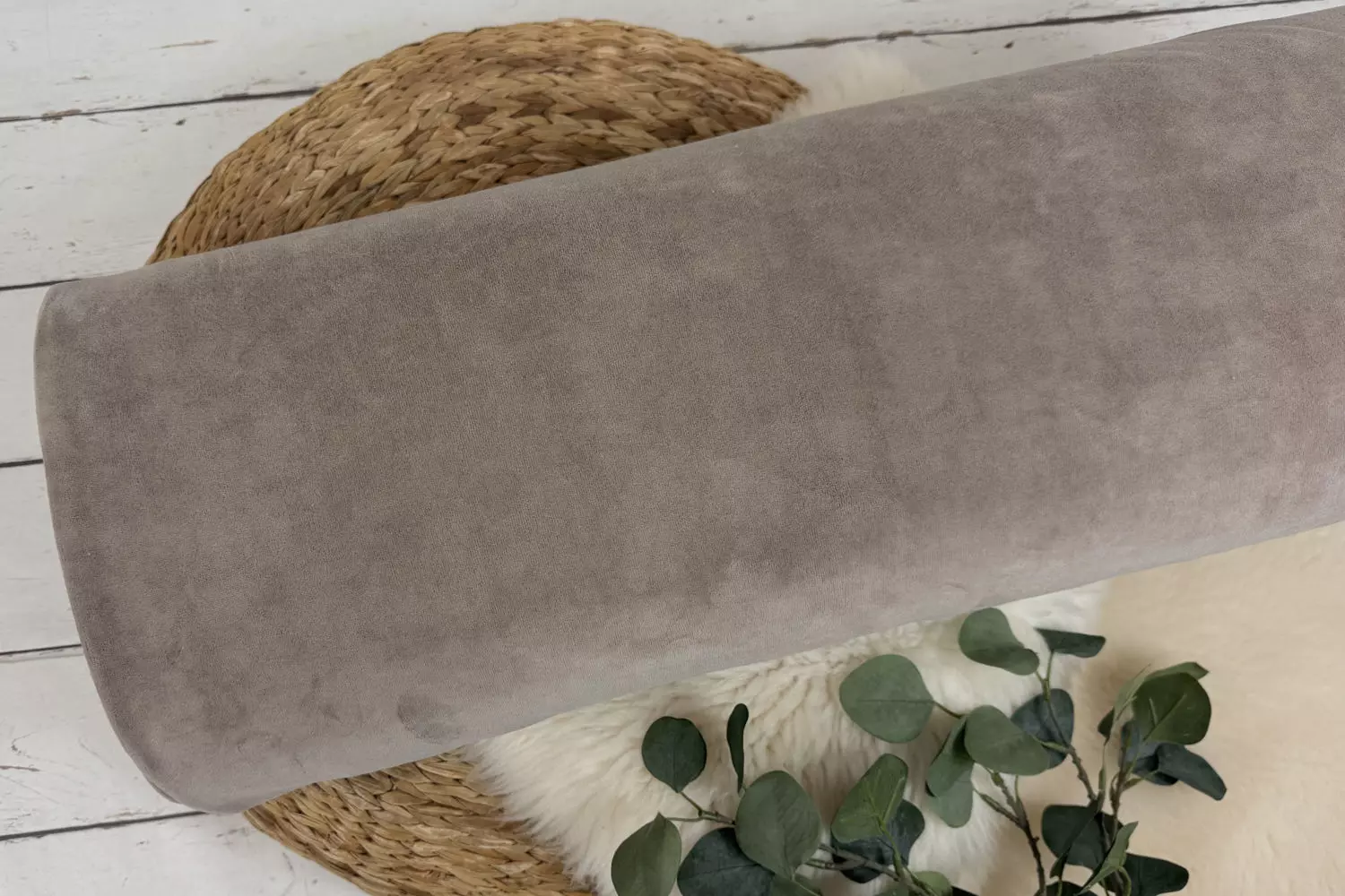 Nicki Velours Stoff in Uni Farbe sand