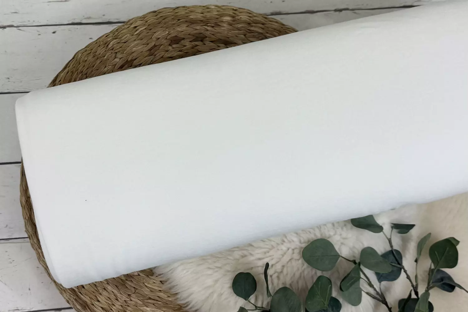 Nicki Velours Stoff in Uni Farbe weiß