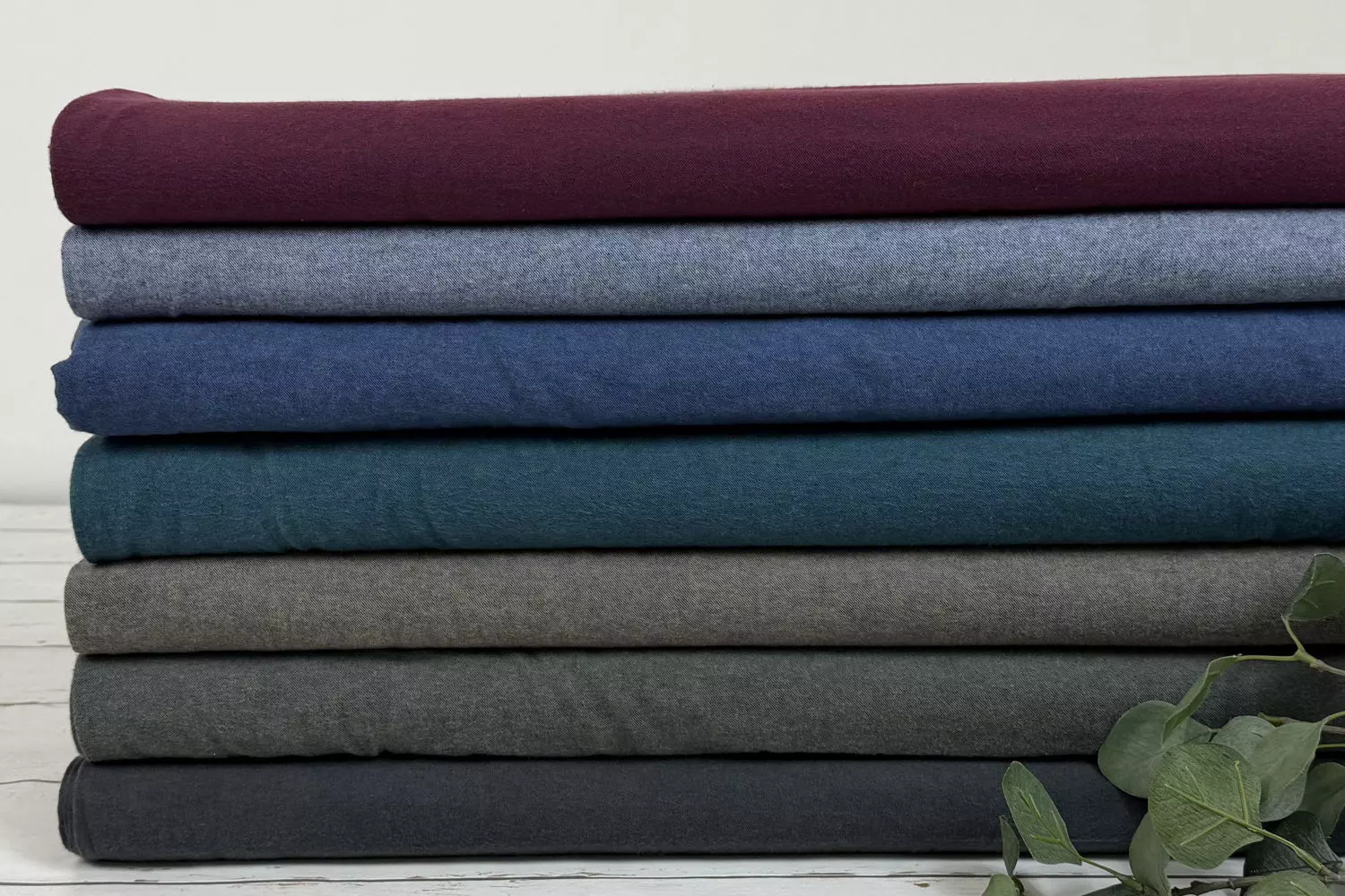 Flanell Stoff aus Baumwolle in Uni meliert in verschiedenen Farben