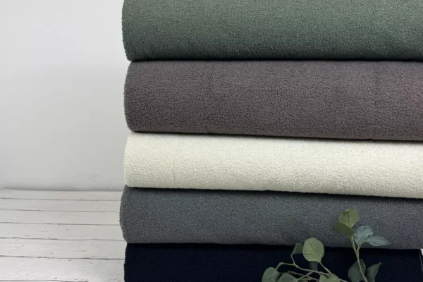 Teddy Boucle Stoff Uni in verschiedenen Farben