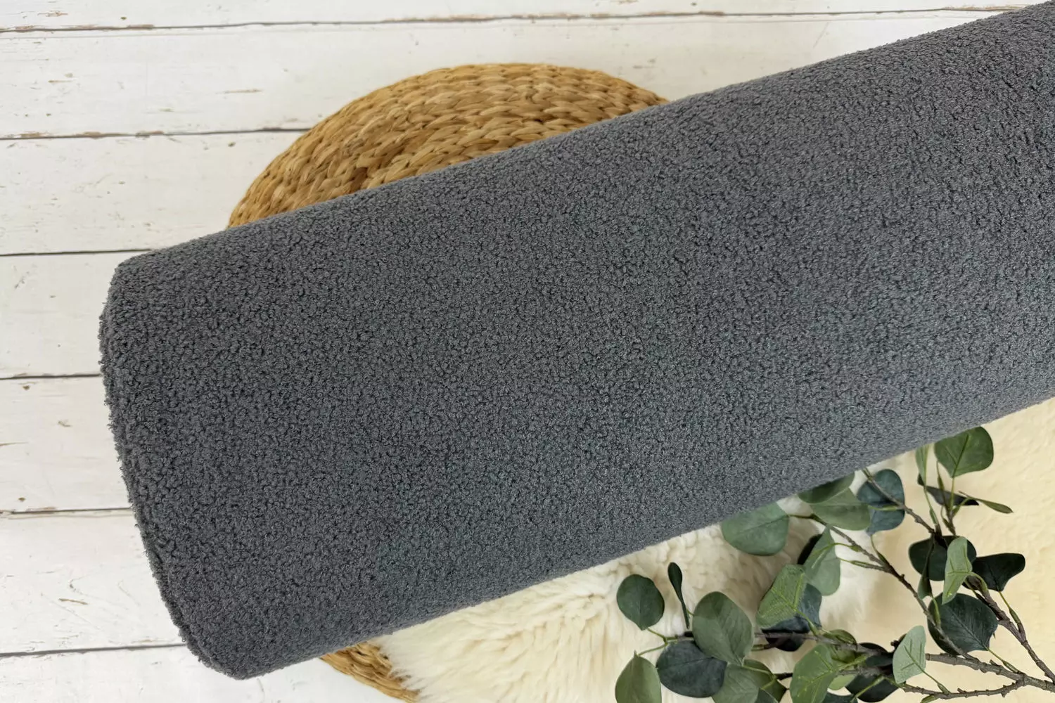 Teddy Boucle Stoff Uni als Jackenstoff und Dekostoff - Kodiak Swafing – Bild 4