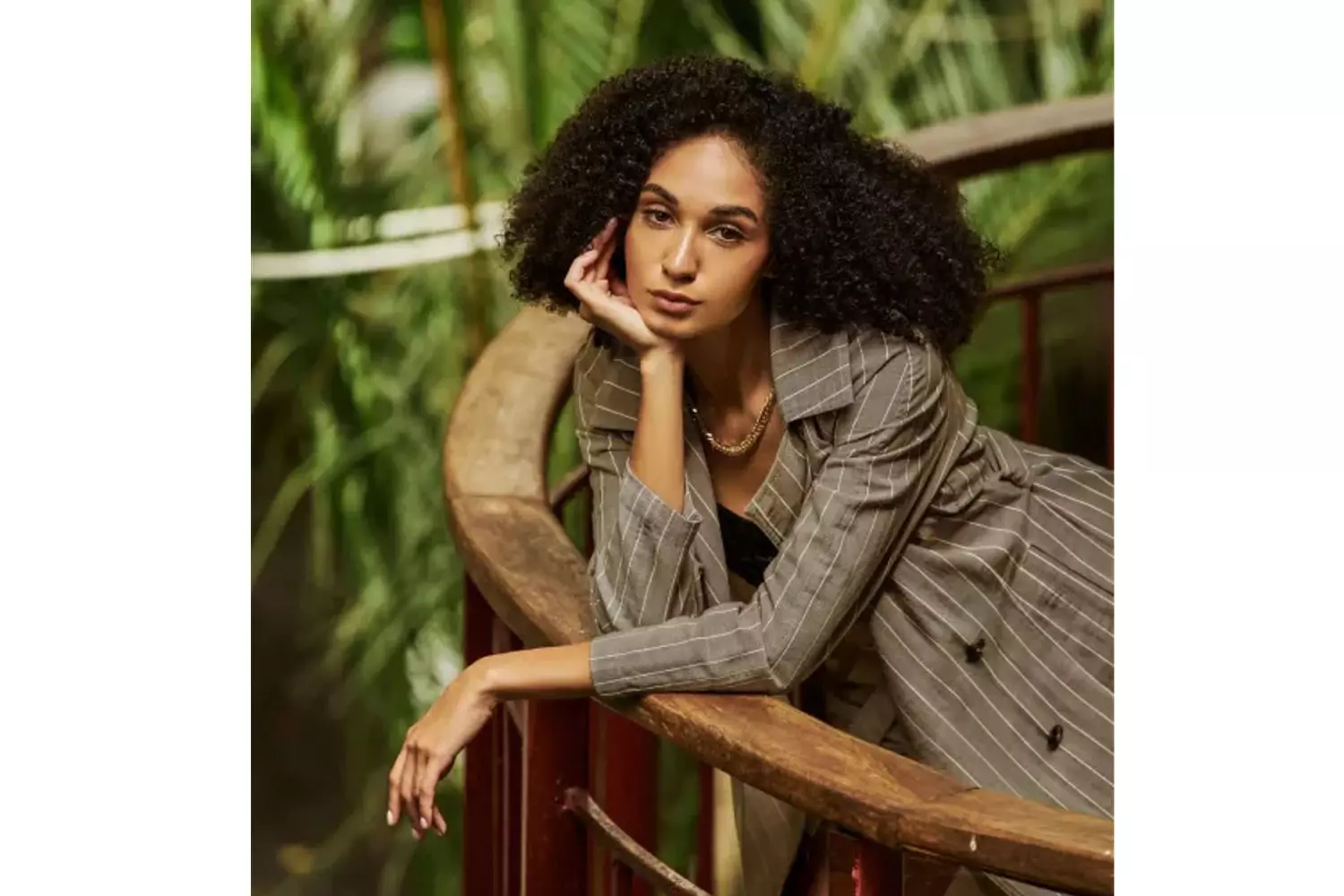 Hosenstoff Anzugstoff Stretch Nadelstreifen aubergine, olivgrün meliert - Ökotex Class 2 – Bild 4