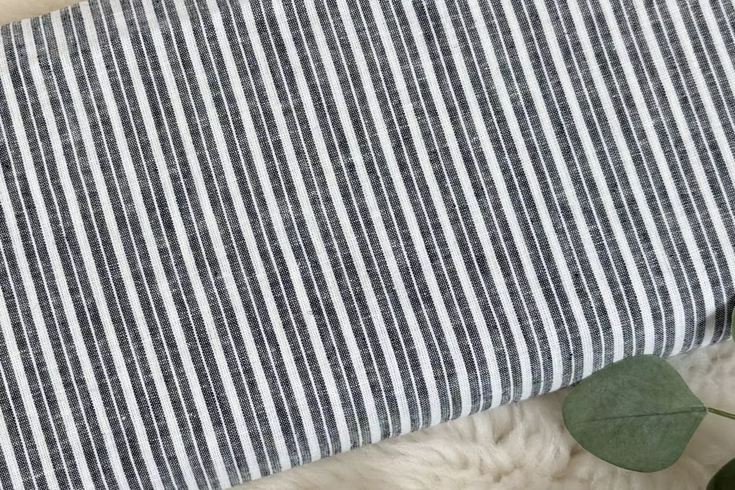 Leinen Baumwoll Stoff - Streifen Muster in anthrazit, beige, jeansblau - Öko-Tex-100 – Bild 6